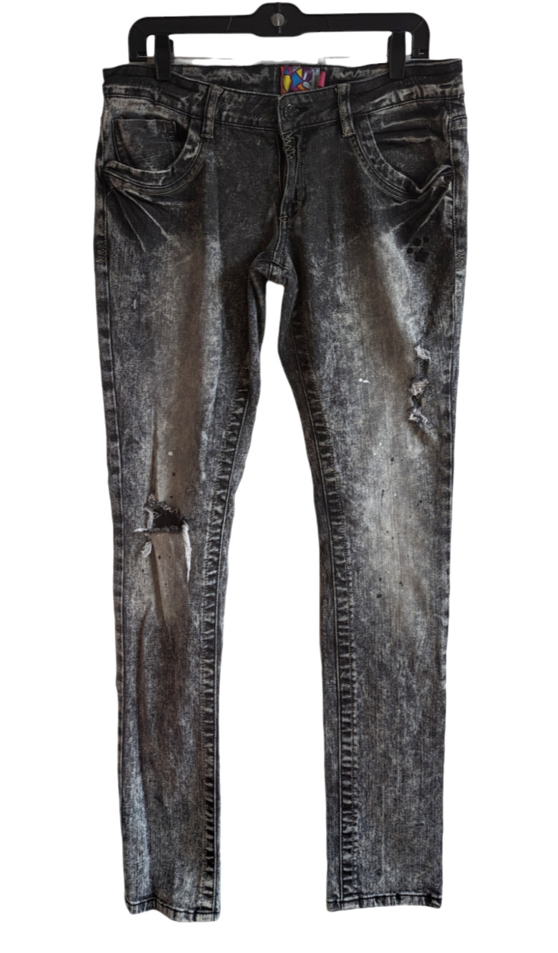 Akdmks Womens Black Acid Wash Distressed Skinny Denim Jeans Size 32